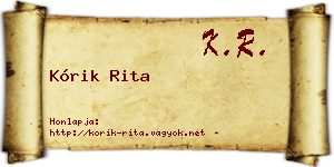Kórik Rita névjegykártya