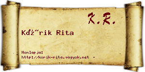 Kórik Rita névjegykártya